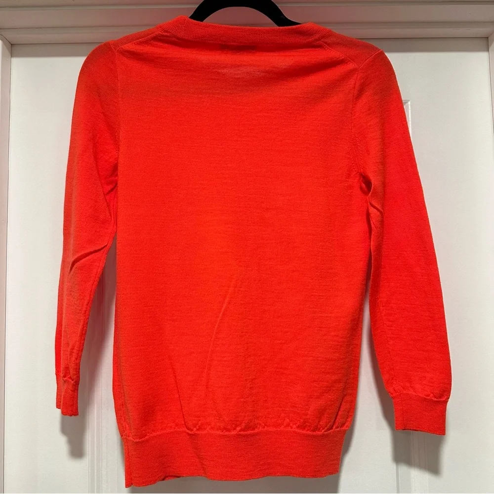 J. Crew Women’s Bright Orange 100% Merino Wool Crew Neck Sweater Size Small